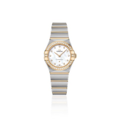 OMEGA CONSTELLATION METEORITE 25MM GREY DIAL DIAMOND DOTS STEEL & YELLOW GOLD BRACELET WATCH O13125256099002